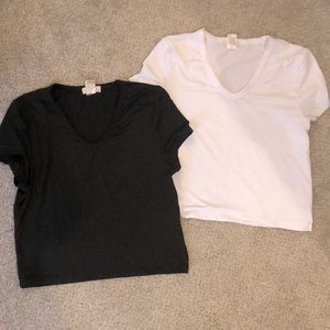 Two-pack V-neck tee shirts/crop tops